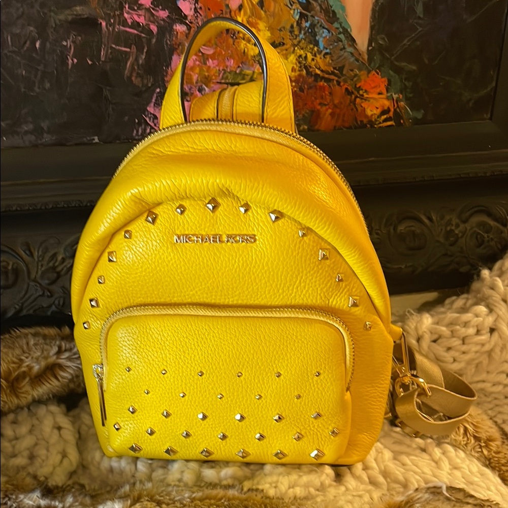 Michael Kors Yellow Studded Backpack EUC